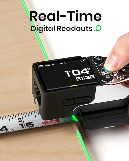 MiLESEEY XTAPE1 Digital Tape Measure with Laser, Unique Gifts for Men, 1/32" Accurate Auto Lock Tape Measuring Tool with Green Aligning Laser, Replaceable Tape Modular, P2P, Real-Time Data Sync