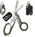 Heavy Duty 6 in 1 Multifunctional Trauma Shears Foldable | Stainless Steel emergency response scissors | Survival Shears with Holster | Medical Trauma shears Tactical With Strap Cutter | Green