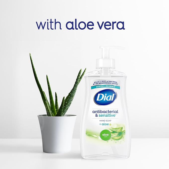 Dial Antibacterial Defense Liquid Hand Soap + Aloe, Aloe Scent, 11 Fl Oz (Pack of 12), Dermatologist-Tested Hand Wash, Gentle Formula