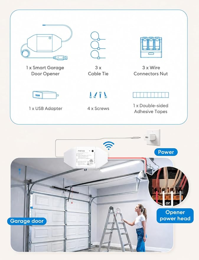 meross Smart Garage Door Opener Remote Work with Alexa and Google | App and Voice Control, Compatible with SmartThings, History Check, Auto Close, Enhanced Compatibility, Non-HomeKit Version