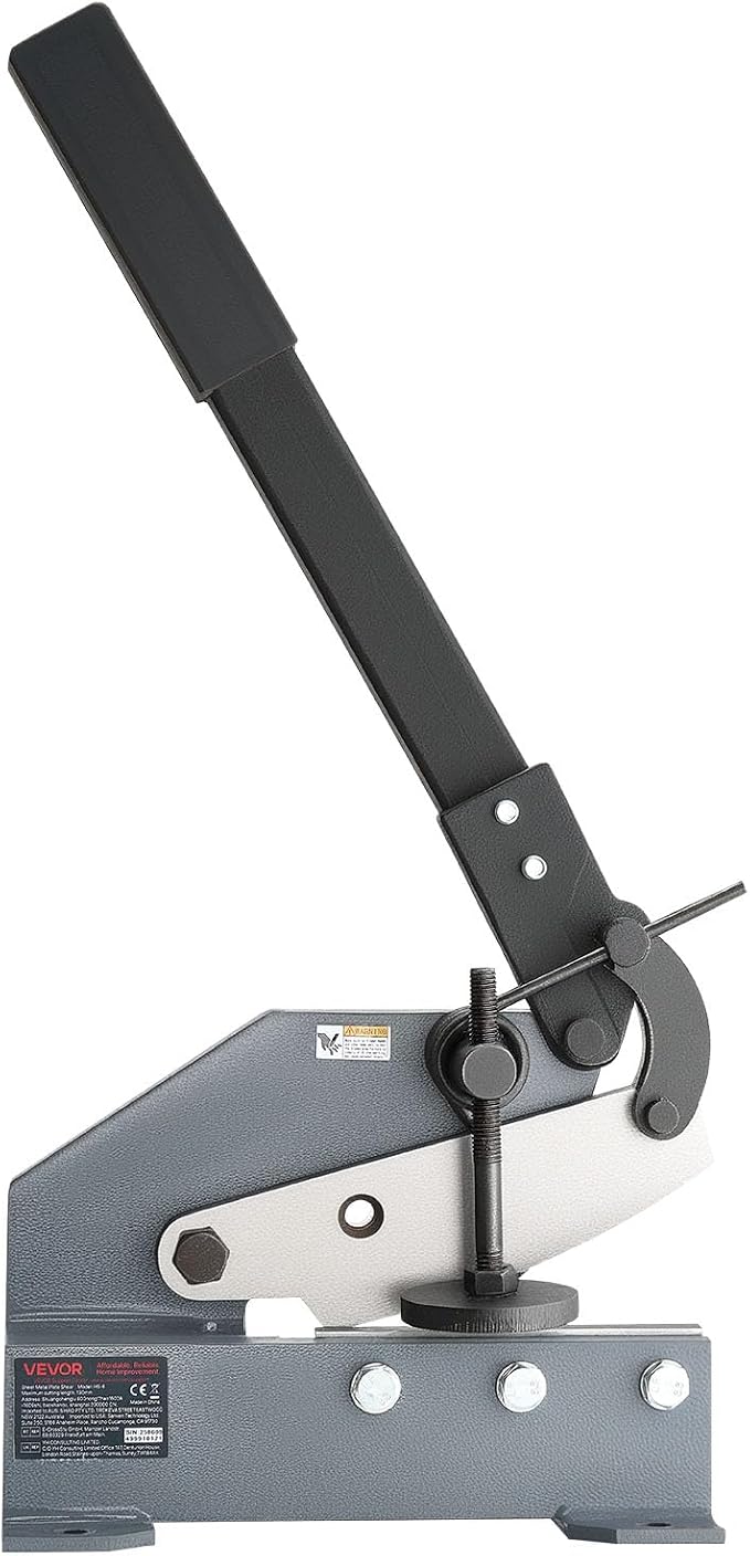 VEVOR Sheet Metal Shear, 6 in Manual Hand Plate Shear, Heavy Duty Mounting Type Sheet Cutter with Solid Steel Frame, High Precision, Extended Handle for Cutting Steel, Copper, Rebar, and Aluminum