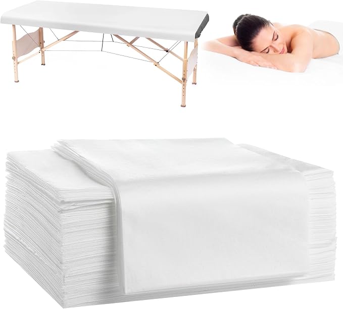 50 PCS Massage Table Sheets, Disposable Non-Woven Massage Bed Covers, 71 x 31.5 in, Single Use Sheets for Spa, Beauty Salon, Tattoo Table, Hotel, Skincare Chair