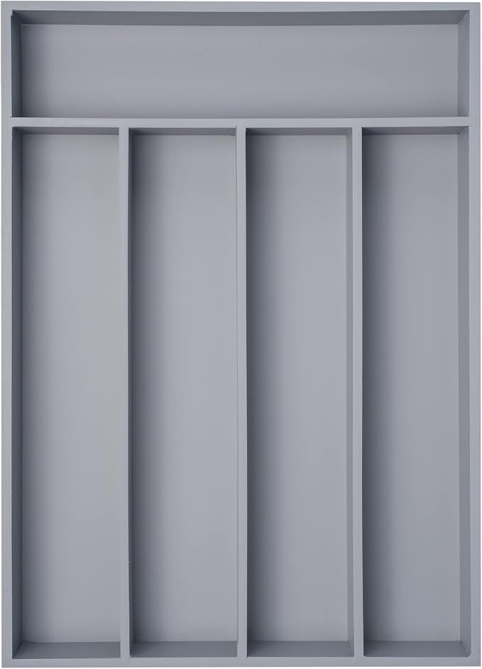 Besilord Bamboo Silverware Holder - Drawer Organizer with 5 Slots (Gray)