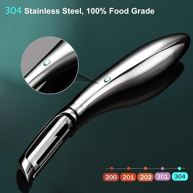 SUCCFLY Potato Peeler Stainless Steel, Premium Vegetable Peelers for Kitchen, Fruit & Veggie Peeler, Carrot Cucumber Apple Peeler，Ultra Sharp Serrated Blade，Ergonomic Non-Slip Handle (5-year warranty)