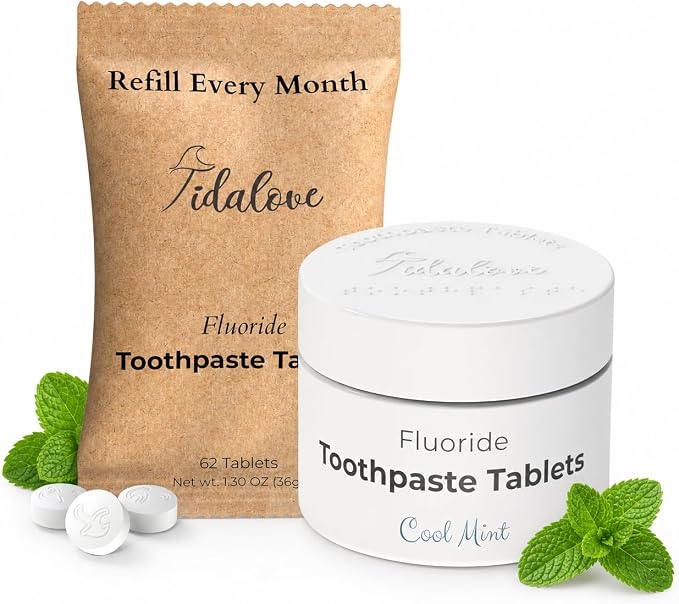 Fluoride Toothpaste Tablets with nHAp, Cool Mint, 1-Month Tin