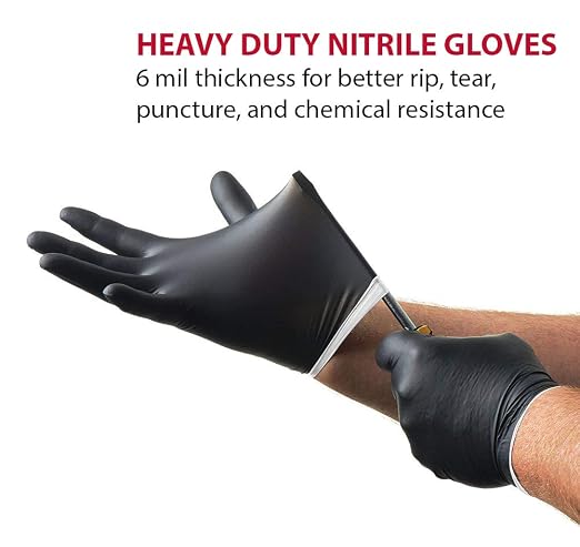 Venom Steel Nitrile Gloves, Rip Resistant Disposable Latex Free Black Gloves, 2 Layer Gloves, 6 mil Thick, X-Large (Pack of 500)