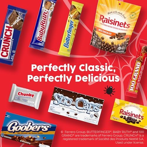 Butterfinger, CRUNCH Baby Ruth, Nerds, SweetTarts, Mini Size Assorted Candy, Bulk 160 Count Variety Pack, 44.8 oz