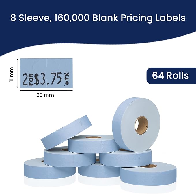 Pricing Labels for Monarch 1131 Blue - 160,000 Labels w/ 64 Rolls Value Pack, 8 Sleeves - Made in USA
