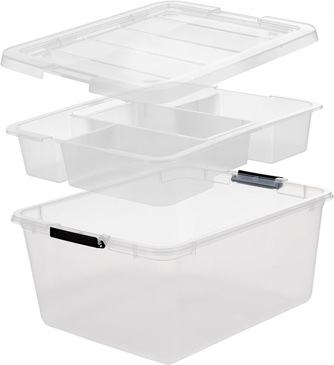 IRIS USA 6-Pack Clip Box with Latching Lids, 18 Quart Craft Storage Bins, Art & Writing Supply Containers for Home, Office & Classroom Organization