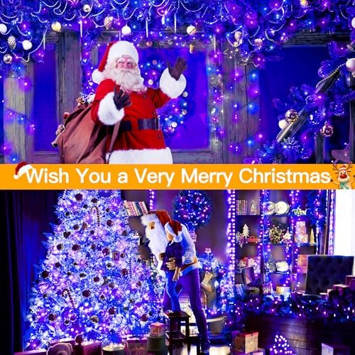 Ollny Christmas Tree Lights 400LED 132FT, Blue&Purple, with Remote & Timer
