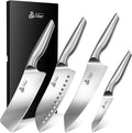 4 Piece Kitchen Knife Set, High Carbon Stainless Steel, Dishwasher Safe | Super Sharp Chef Knife Set with Ergonomic Hollow Handles, Silver Knife Set for Kitchen, Ideal for Gifting