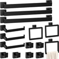 15-Pieces Matte Black Bathroom Accessories Set, Stainless Steel Bathroom Hardware Set, Towel Racks for Bathroom Wall Mounted 24 Inch Bath Towel Bar Set.