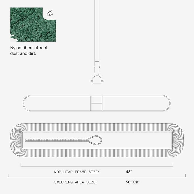 48 Inch Green Commercial Dust Mop & Floor Sweeper with Extendable Handle – Mop for Hardwood, Tile, and Concrete Floor Cleaning