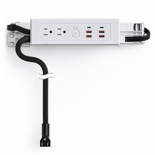 Drawer Outlet Kit USB C PD20W Fast Charging Station USB Power Cabinet Plug Charging Strip Recessed Vanity Table Box Desk Nightstand Mount Organizer, 14 AWG Power Cable for Kitchen Bedroom-White