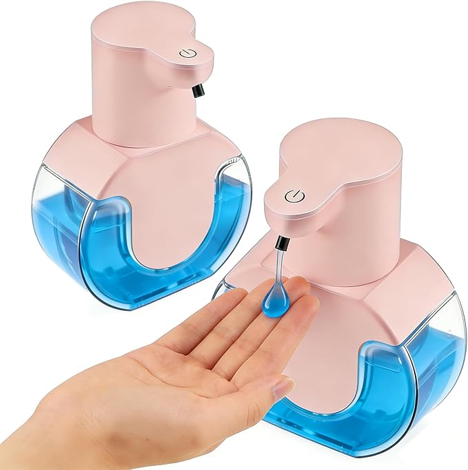 2Pack Automatic Soap Dispenser Touchless, Rechargeable Liquid Soap Dispenser,15oz/420ml Smart Hand Soap Dispensers,4-Level Adjustable,Wall Mount for Bathroom Kitchen Dish Soap,Hands-Free(Pink)