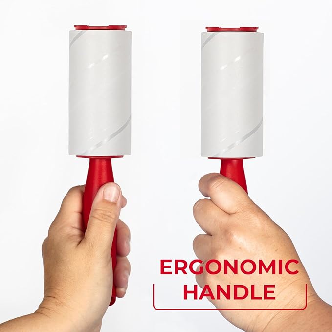 Vileda - Lint Roller Brush/Adhesive Sticky/Animal Hair Brush - 58 Sheets Per Roll - Red Handle