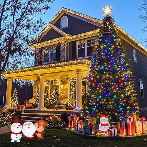 JMEXSUSS 168FT 600 LED Christmas Lights, Warm White Multicolor Xmas Lights