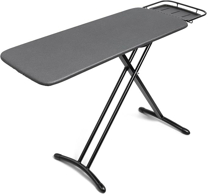 Duwee 18"x46" Ironing Board with Heat Resistant Cover and Thicken Felt Pad | Deluxe Iron Board with Steam Iron Rest,Adjustable Height Heavy Duty Ironing Board Full Size,Heavy Sturdy Legs,Black