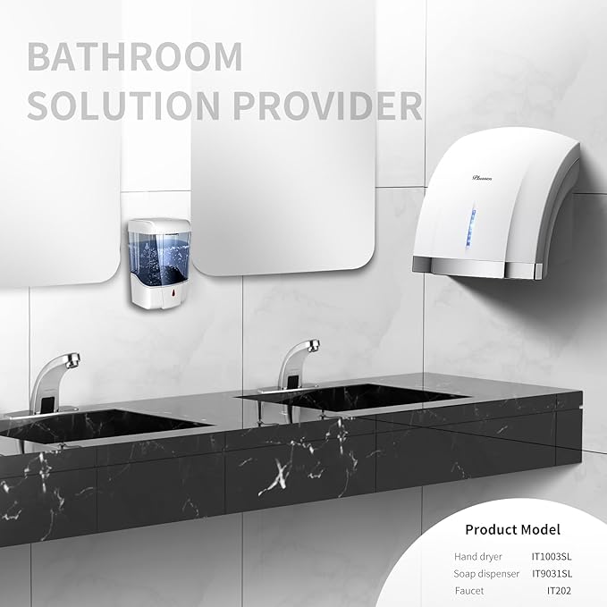 Hand Dryer 110V Compact Commercial Hand Dryer Automatic Electric Air Dryers with Warm n Cold Air Switch for Home or Commercial Bathrooms, 3Pin Plug in Version