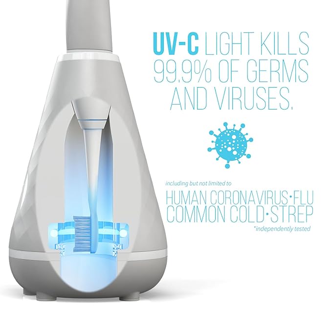 Tao Clean UV Sanitizing Sonic Toothbrush and Cleaning Station, Electric Toothbrush, Dual Speed Setting, London Fog