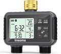 Insoma Water Timer with Brass Inlet, 2 Independent Zones Outdoor Hose Timer for Garden Faucet with Auto/Manual/Rain Delay Mode, Sprinkler Irrigation Controller for Yard Lawn