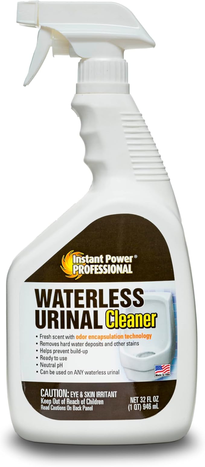 Instant Power Professional Waterless Urinal Cleaner – Removes Hard Water Deposits and Other Stains, Prevents Drain Buildup, Ready to Use, 32 Oz
