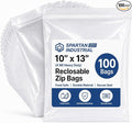 Spartan Industrial - 10” X 13” (100 Count) 4 Mil Thick Clear Reclosable Zip Plastic Poly Bags with Resealable Lock Seal Zipper - Heavy Duty and Durable