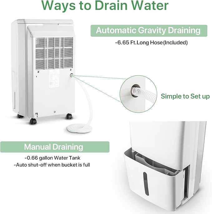 Waykar 34 Pints Energy Star Dehumidifier for Spaces up to 2,000 Sq. Ft at Home, in Basements and Large Rooms with Drain Hose and 0.66 Gallons Water Tank