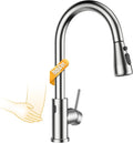 Hiqufet Touchless Kitchen Faucet, Pull Down Sprayer, Brushed Nickel | Hands-Free Smart Motion Sensor, Easy Install, SUS304 Stainless Steel, Lead-Free, High Arc, 3 Spray Modes, 360 Swivel
