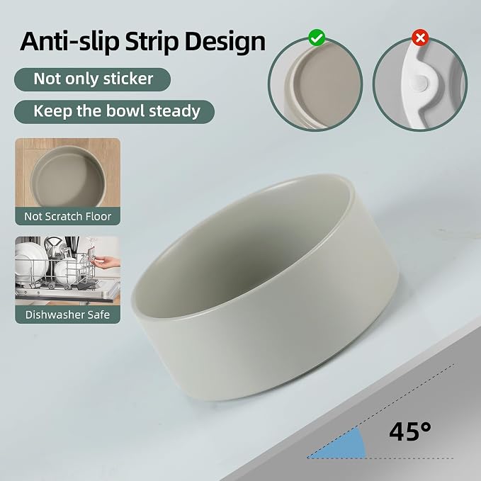 Havniva Dog Bowls Elevated, Ceramic Dog Food and Water Bowl | 8.3” Raised Dog Food Bowl, Elevated Dog Bowls with Bamboo Stand, Non-Slip Dog Water Bowl for Large Dog, Large Capacity