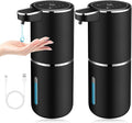 VZZNN 2 Pack Automatic Soap Dispenser,Automatic Liquid Soap Dispenser Touchless,12.8oz/380ml USB Rechargeabled Wall Mounted Smart Soap Dispensers for Bathroom Kitchen Dish Soap(Black)