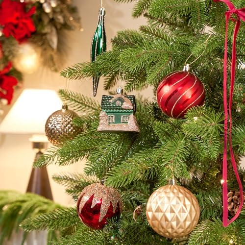 JORNOY 106Pcs Christmas Ornaments Set, Shatterproof Assorted Hanging Baubles Decorations Bulk for Christmas Tree Decorations Home Holiday Party Decor, Red & Green & Gold