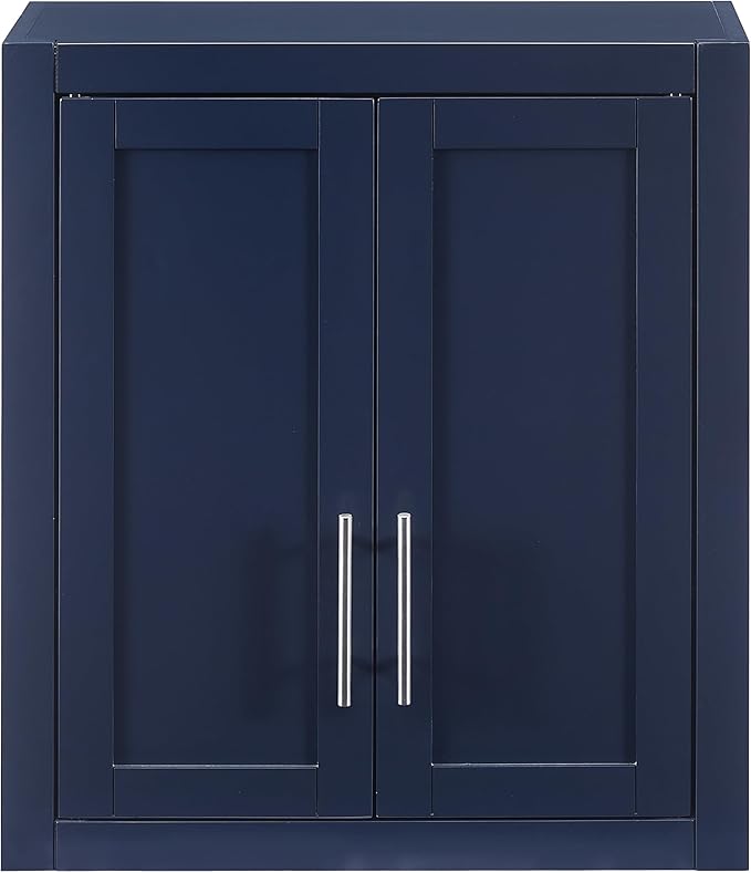 Crosley Furniture Savannah Wall Mounted Bathroom Storage Medicine Cabinet with Shelves, Navy