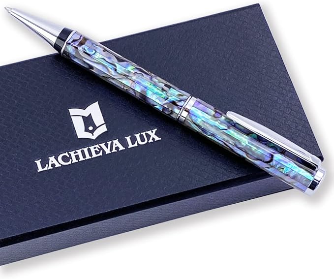 LACHIEVA LUX Abalone Shell Ballpoint Pen, Luxury Executive Gift Set, Fancy Pen for Men & Women, German P900M Refill, Ocean Dream Collection