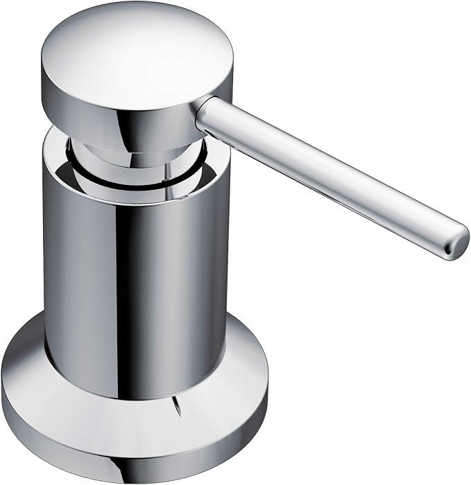 Moen 87233 Adler Chrome One-Handle High Arc Kitchen Sink Faucet Bundle with Moen 3942 Chrome Deck Mounted Kitchen Soap Dispenser with Above The Sink Refillable Bottle