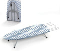 Small Tabletop Ironing Board Foldable, RAINHOL Steel Mesh Portable Iron Board for Dorm and Apartment, with Iron Rest and Heat-Resistant Cotton Cover, 32" x 12", Blue and White Stripes