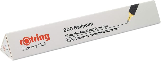 Rotring 800 Retractable Ballpoint Pen, Metal Barrel, Medium Point, Black Ink, Refillable, 1 Count