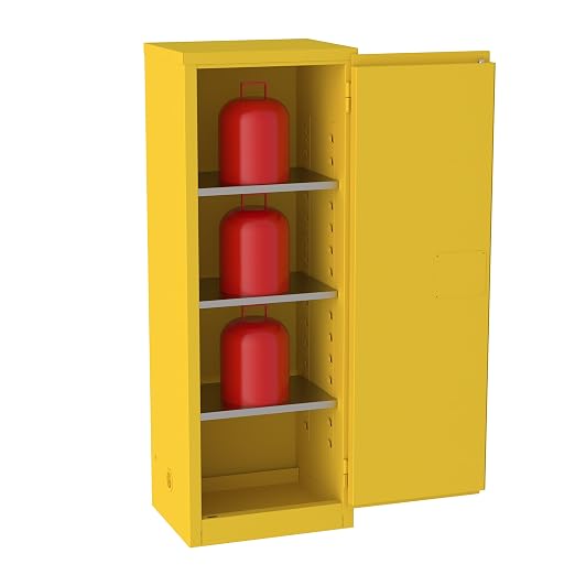 Jamco 24 Gallon Steel Flammable Safety Cabinet, Manual Doors, Yellow | All-Welded Double-Wall Steel Flammable Storage Cabinet, Lockable Doors, 23"W X 18"D X 65"H, Osha & Fm Certified, Made In Usa