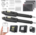 TOPENS XD852S Smart Gate Opener for Heavy Duty Solar Dual Swing Gates Up to 18ft per Arm, Automatic Gate Opener with App Control AC Powered Remote Control Kit Solar Panel Included