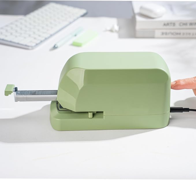 Heavy Duty Electric Stapler Value Pack, 45 Sheet Capacity, Includes 1500 Staples & Staple Remover, No-Jam, Faster Stapling, Automatic Stapler Desktop,AC Adapter Powered (Saga Green)