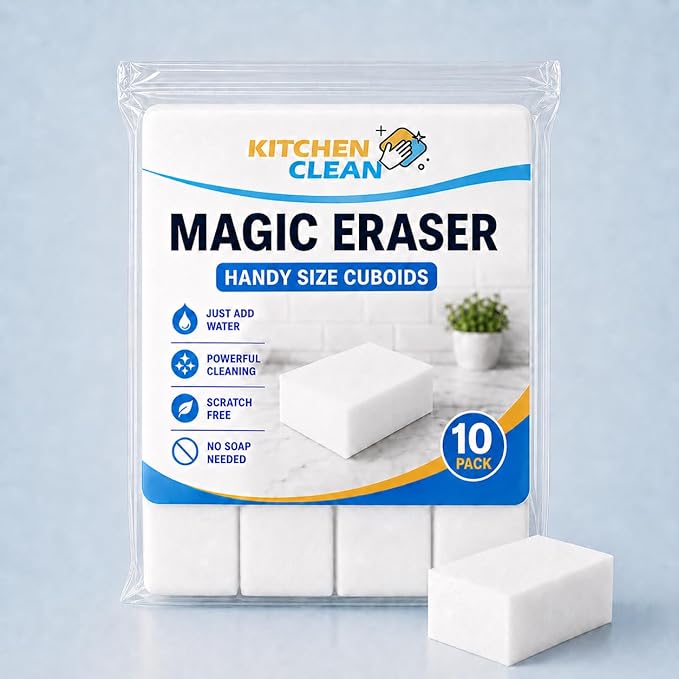™ Magic Eraser Cuboids | Chemical Free Multipurpose Nano-tech Magic Sponge | Switch Boards Taps Wall Stain Remover Glass Shoes Sneakers Cleaning Sponge Cut Cuboids (Pack of 10 Cuboids)