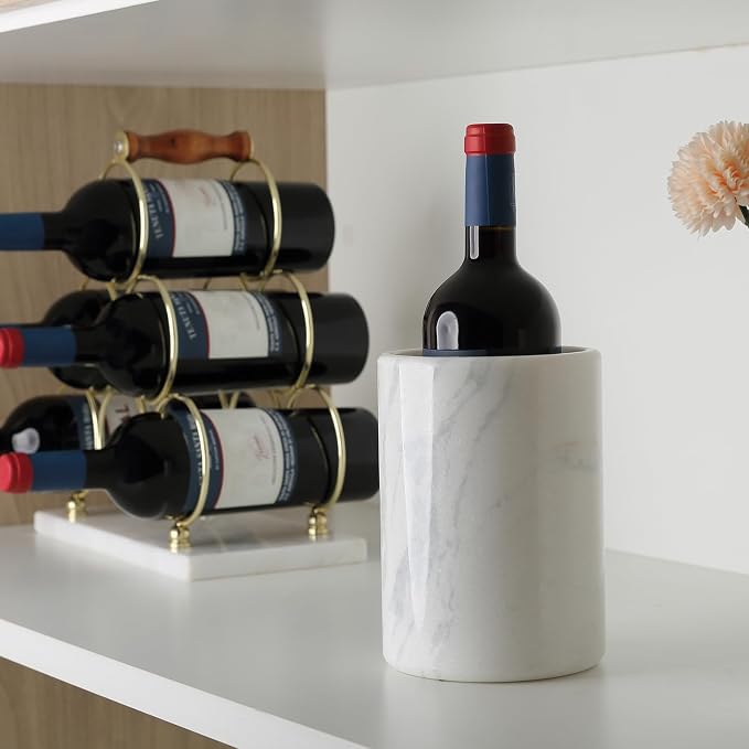 BCS Marble Wine Bottle Chiller - Versatile Wine Chillers for Bottles - Applicable to Kitchen Utensil Holder/Makeup Brush Holder/Pen Holder for desk That Also Serves as Lamp Shade