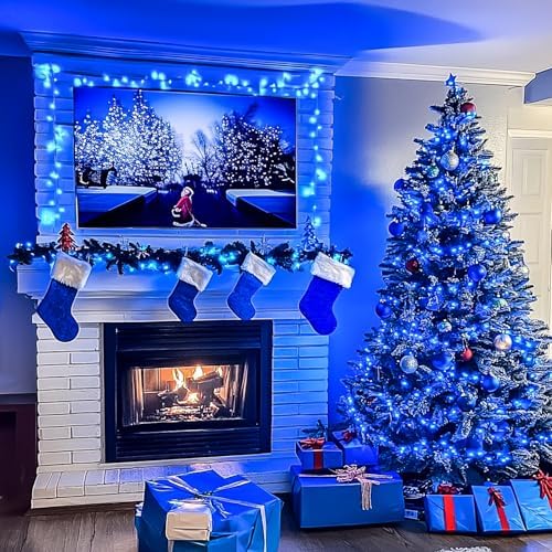 JMEXSUSS 150 LED Blue String Lights Indoor, Blue Halloween Lights Outdoor