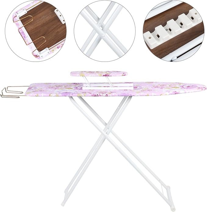 Folding Ironing Board, Extra-Wide Adjustable Height Iron Board with Folding Legs, Exquisite Pattern,Smooth Edge,Good Load-Bearing, Non-Slip Iron Board for Home Bathroom (42.13" x 30.71" x 11.81")