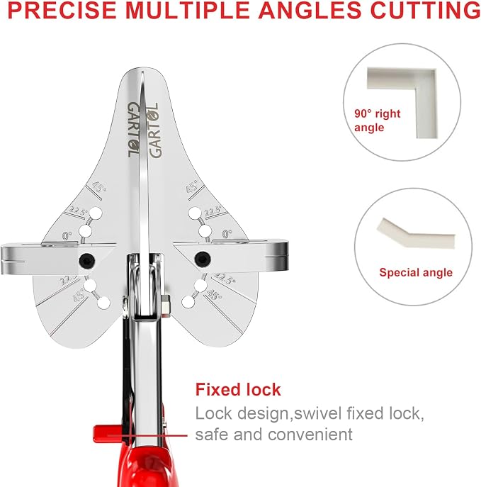 GARTOL Precise Miter Shears, 22.5°-135° Adjustable Angle Cutter for Shoe Moulding and Quarter Round, Hand Tool for PVC Trunking, Soft Wood Trim and Crafting with SK5 Steel Blade & Spare Blade