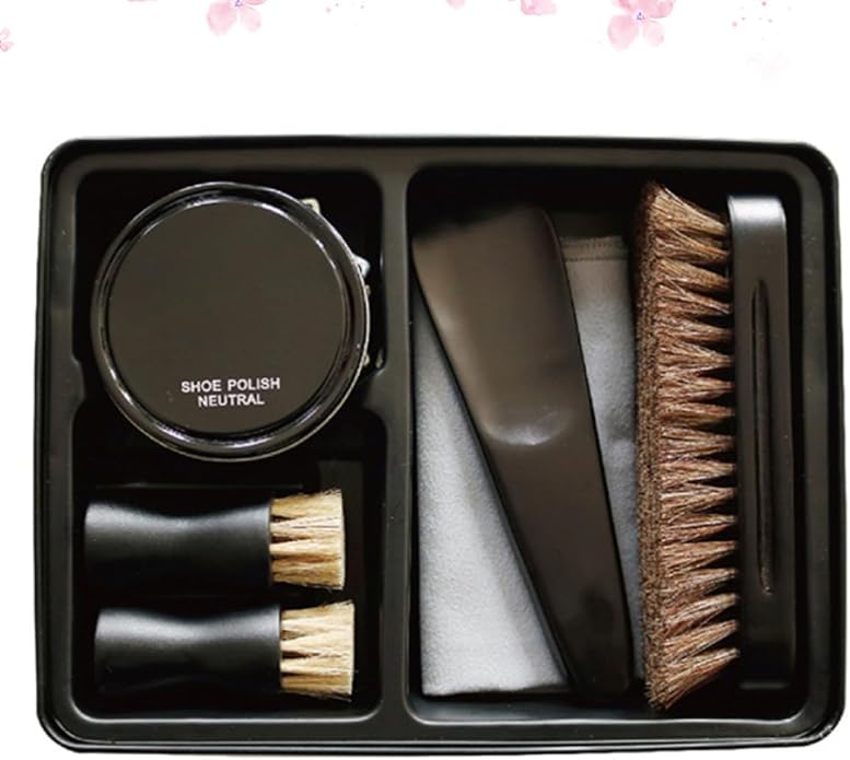 Beaupretty Black Leather Shoe Care Set with Shoe Cream and Polishing Brush for Effective Cleaning and Portable Use and Boots
