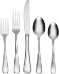 Oneida Silverware Set For 12, Flight 65-Piece Everyday Flatware Set with Serving Utensils, Service For 12, 18/0 Stainless Steel, Mirror Finish, Dishwasher Safe, Light Weight, Dining (Silver, 65 Piece)