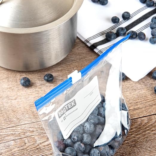 Restaurantware-Bag Tek 1 Pint Freezer Slider Bags, 1000 Disposable Zipper Pouch Bags - Slide Zipper, Expandable Bottom, Clear Plastic Freezer Bag, With Write-On-Label, For Food Storage