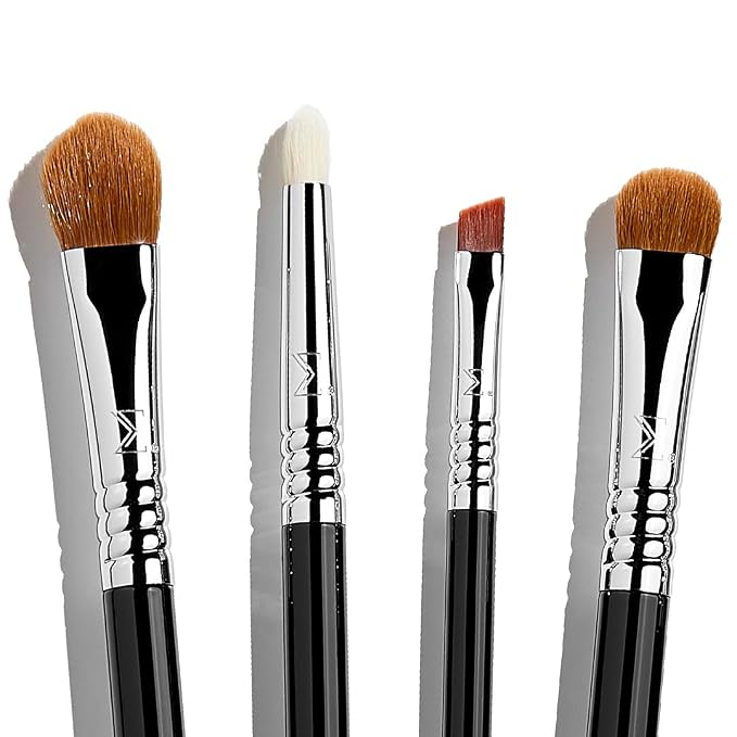 Sigma Beauty Basic Eye Brush Set — Classic Eye Makeup Brushes with Premium Fibers and Sleek, Durable Handles for Eyeliner, Eyeshadow, & Eyebrows, Includes 7 Black Makeup Brushes