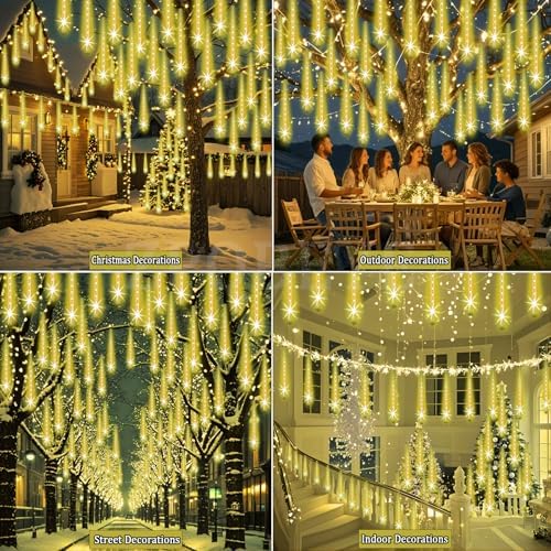 Outdoor Meteor Shower Christmas Lights, Falling rain Drop Lights